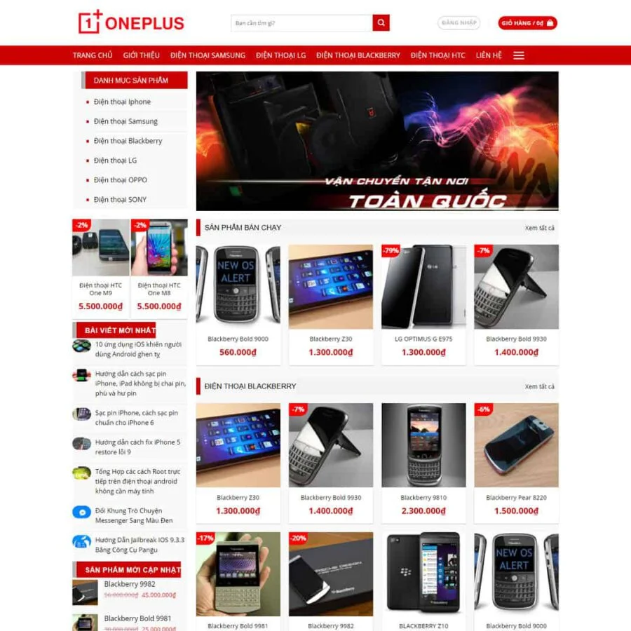 Theme WordPress cửa hàng bán điện thoại giá rẻ