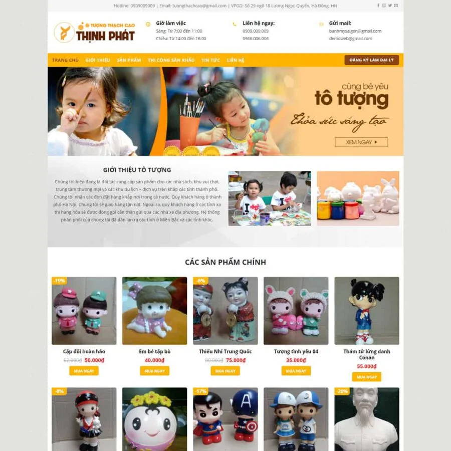 Theme WordPress bán tượng tô màu thạch cao giá rẻ Theme WordPress bán tượng tô màu thạch cao giá rẻ