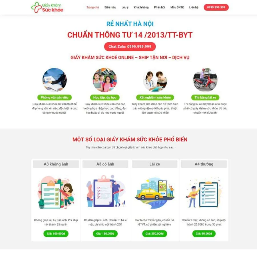 Theme WordPress landing page bán giấy khám sức khỏe giá rẻ Theme WordPress landing page bán giấy khám sức khỏe giá rẻ