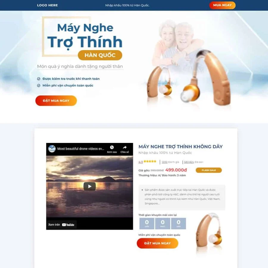 Theme WordPress landing page máy nghe trợ thính giá rẻ Theme WordPress landing page máy nghe trợ thính giá rẻ