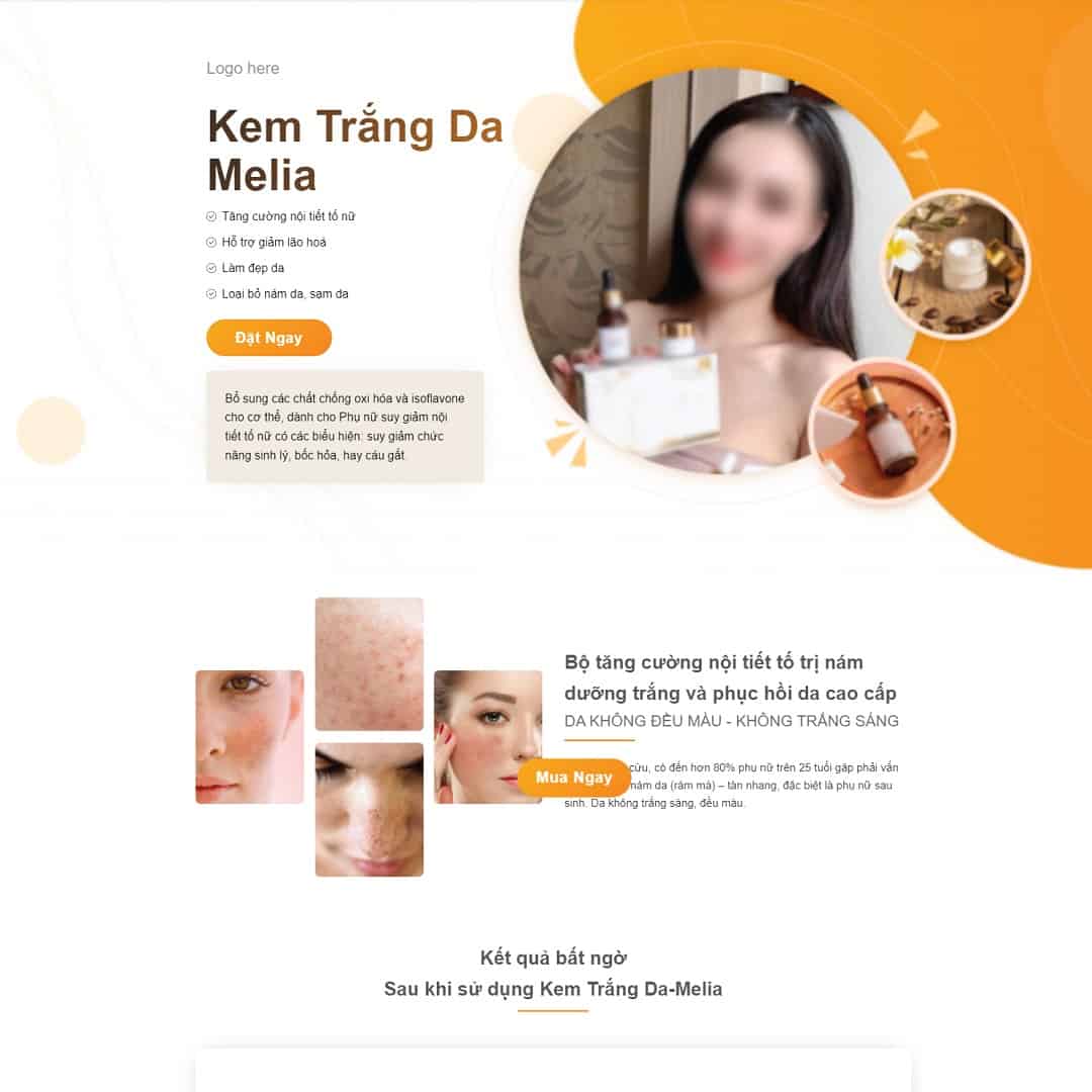 Theme WordPress Landing Page Kem Trị Nám - Themewp.Vn