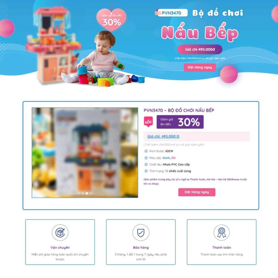 Theme WordPress Lading Page bán đồ chơi trẻ em