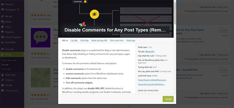 Plugin Disable Comments For Any Post Types plugin
