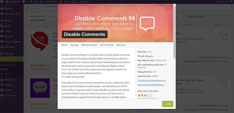 disable comments plugin
