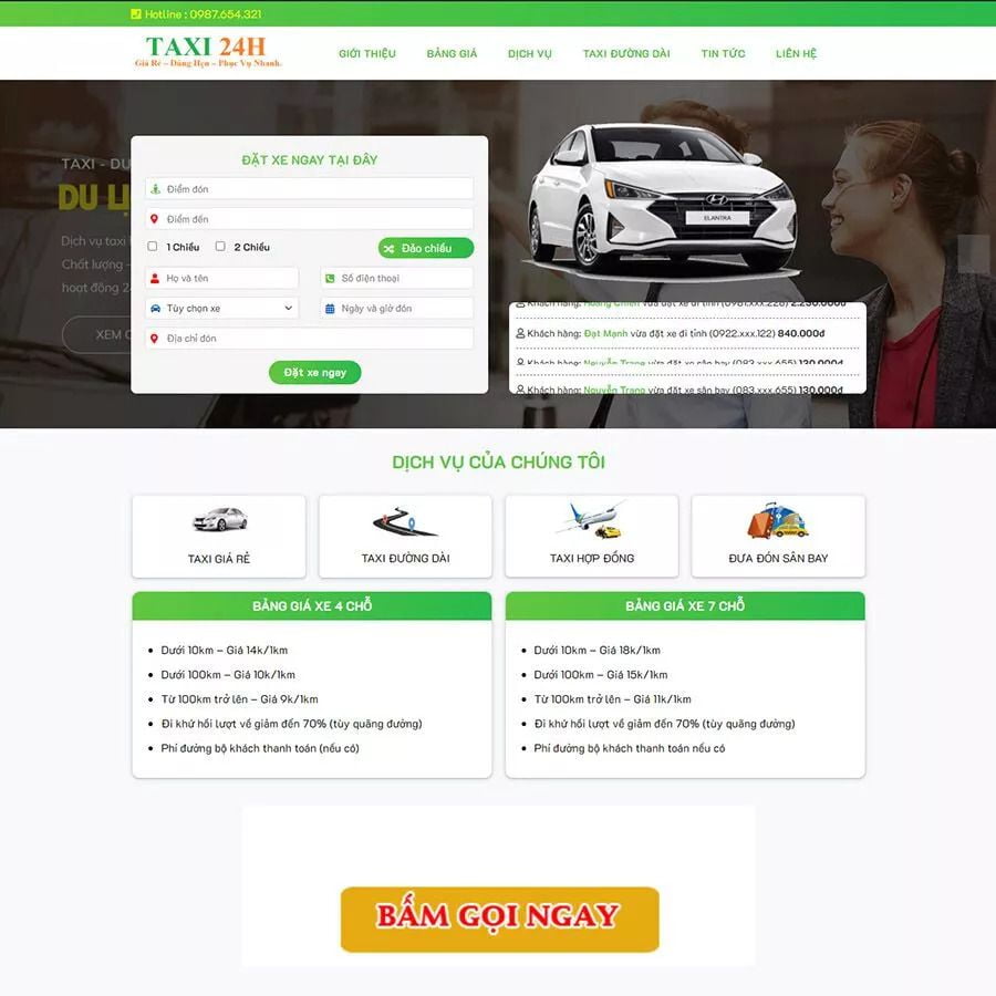 Theme WordPress dịch vụ taxi 02