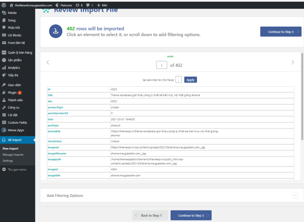 Hướng dẫn sử dụng plugin WP All Import Pro - ThemeWP.vn