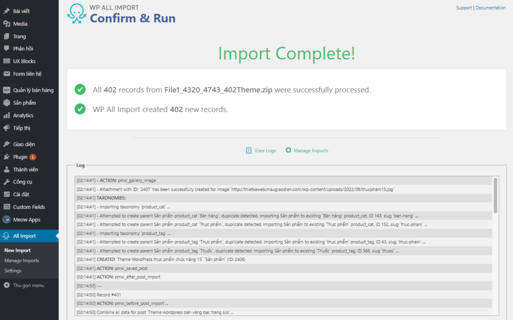 Hướng dẫn sử dụng plugin WP All Import Pro - ThemeWP.vn