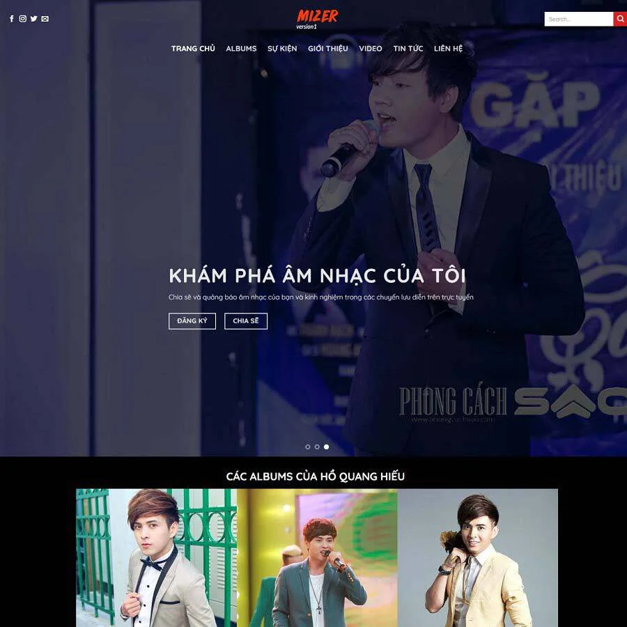 Theme WordPress giới thiệu ca sỹ