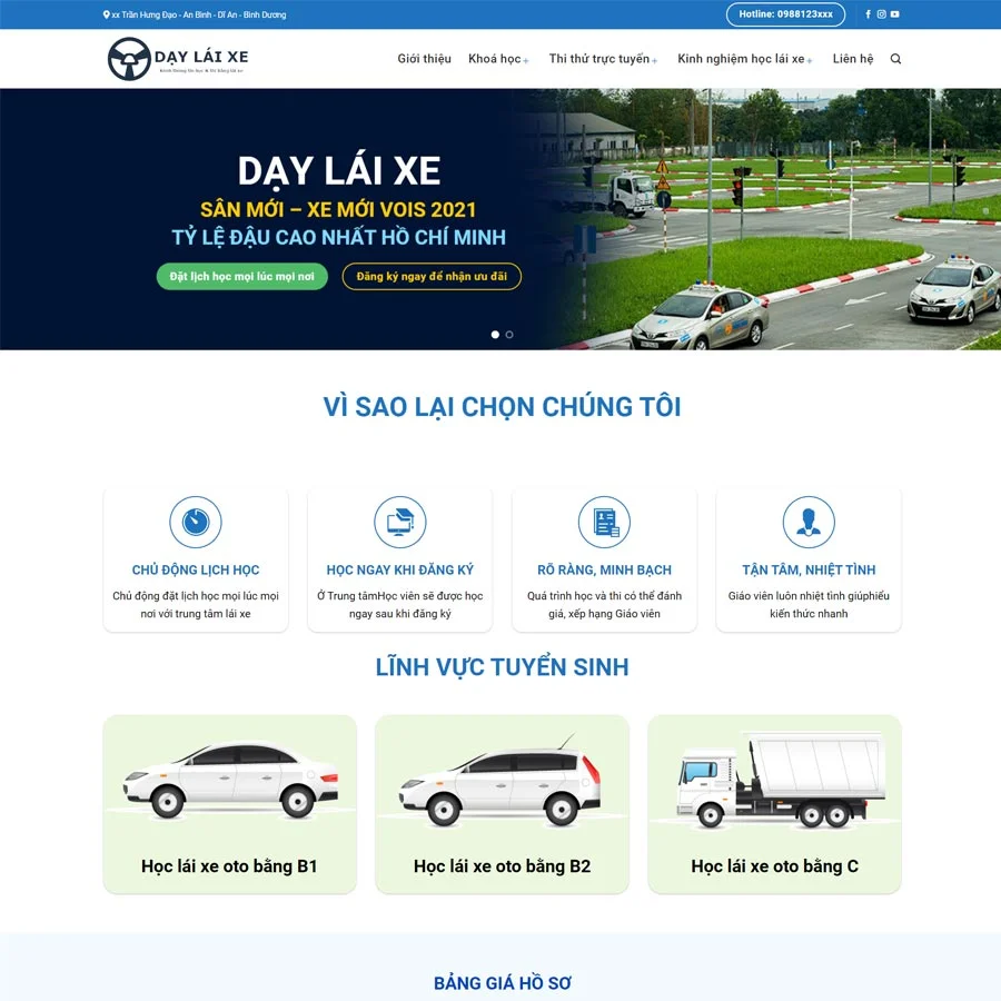 Theme WordPress dạy lái xe 02