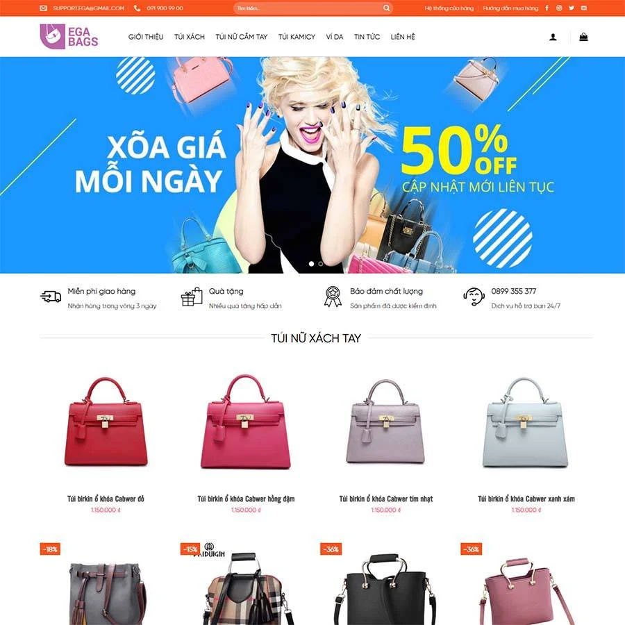 Theme WordPress bán túi xách