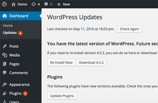 Cập nhật phiên bản WordPress mới nhất