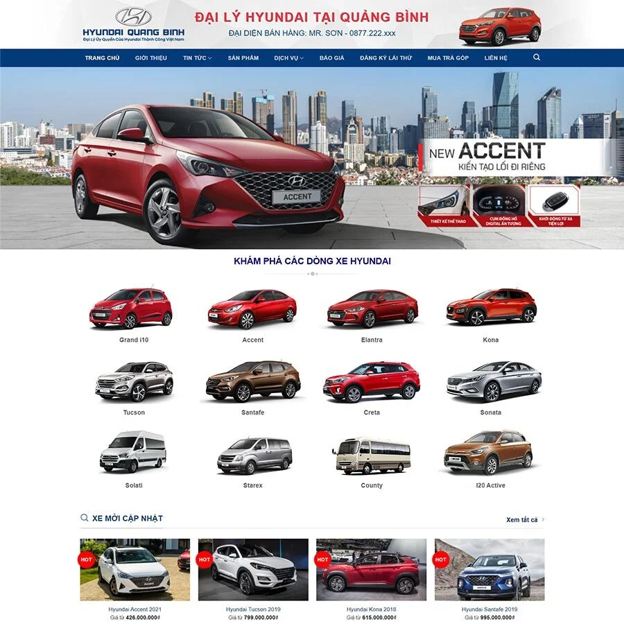 Theme WordPress bán xe Hyundai 03
