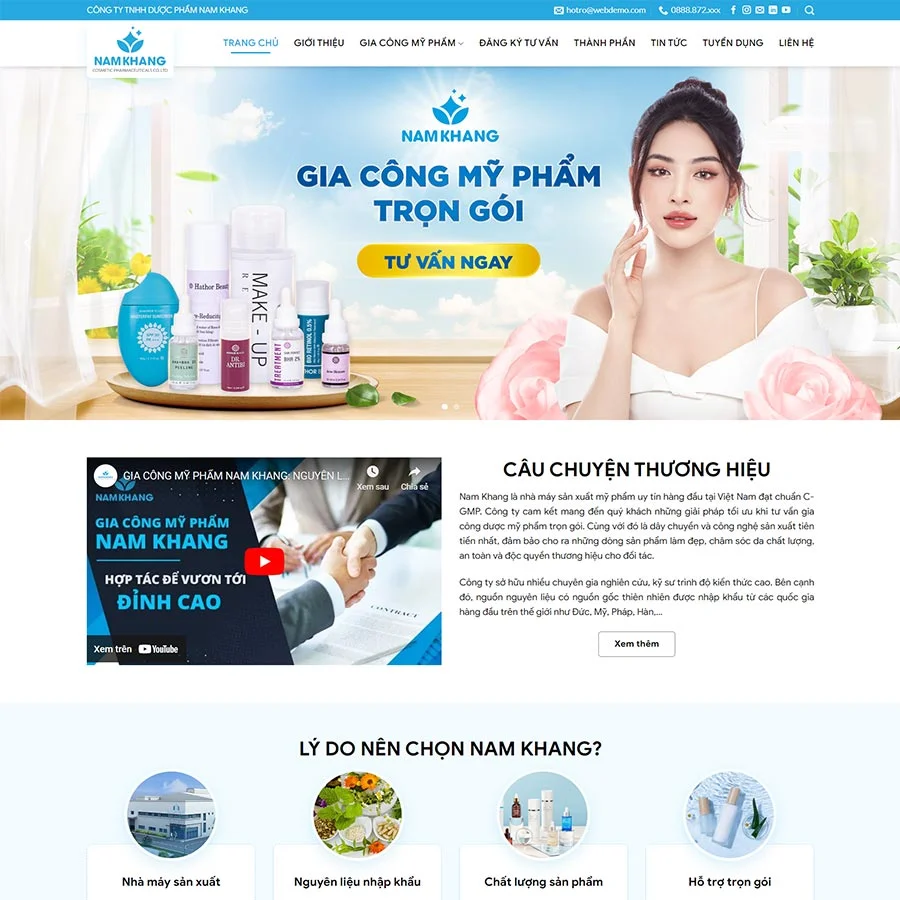 Theme WordPress gia công mỹ phẩm