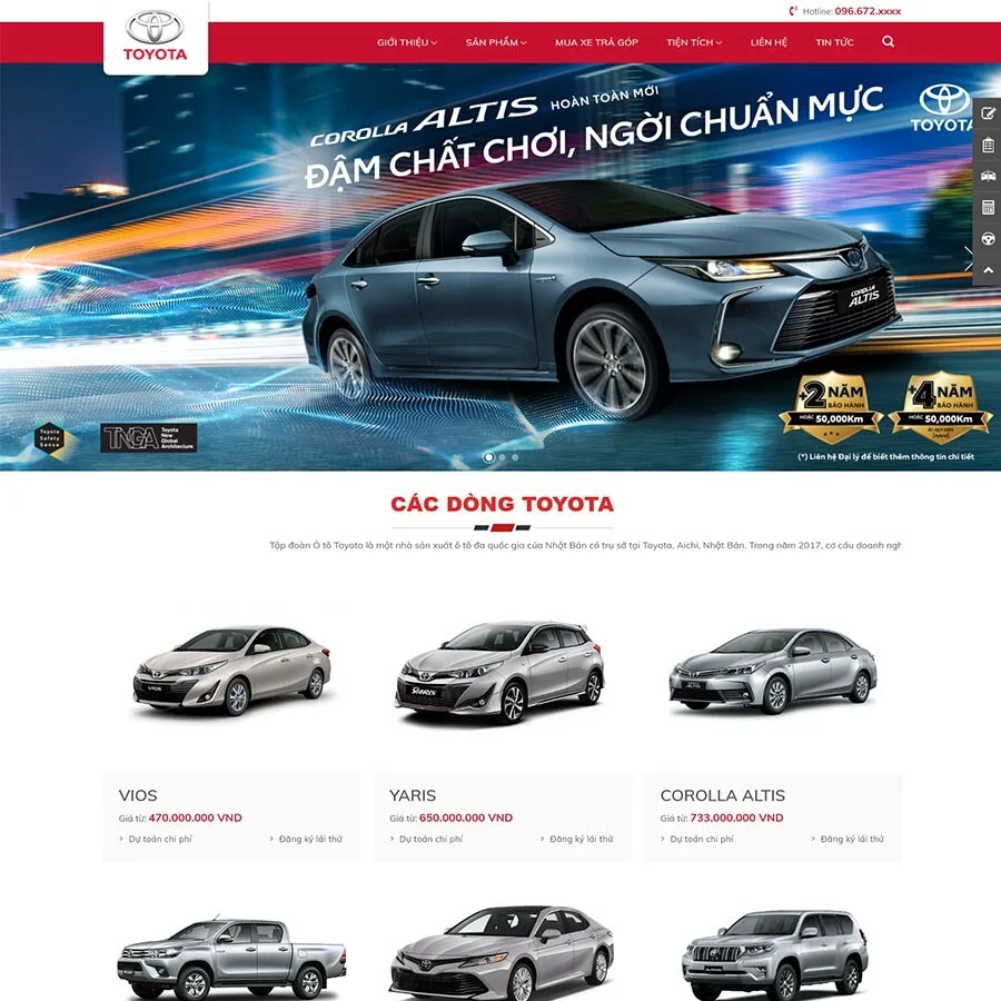 Theme WordPress bán xe toyota 03