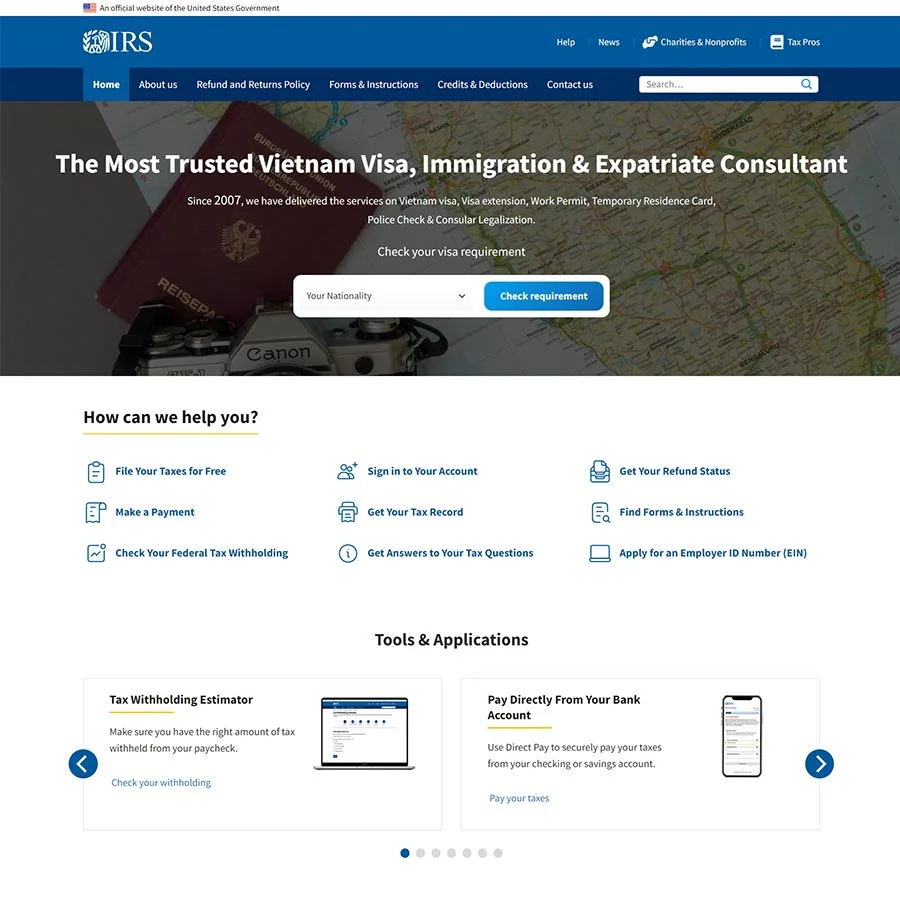 Theme WordPress cấp visa du lịch nước ngoài