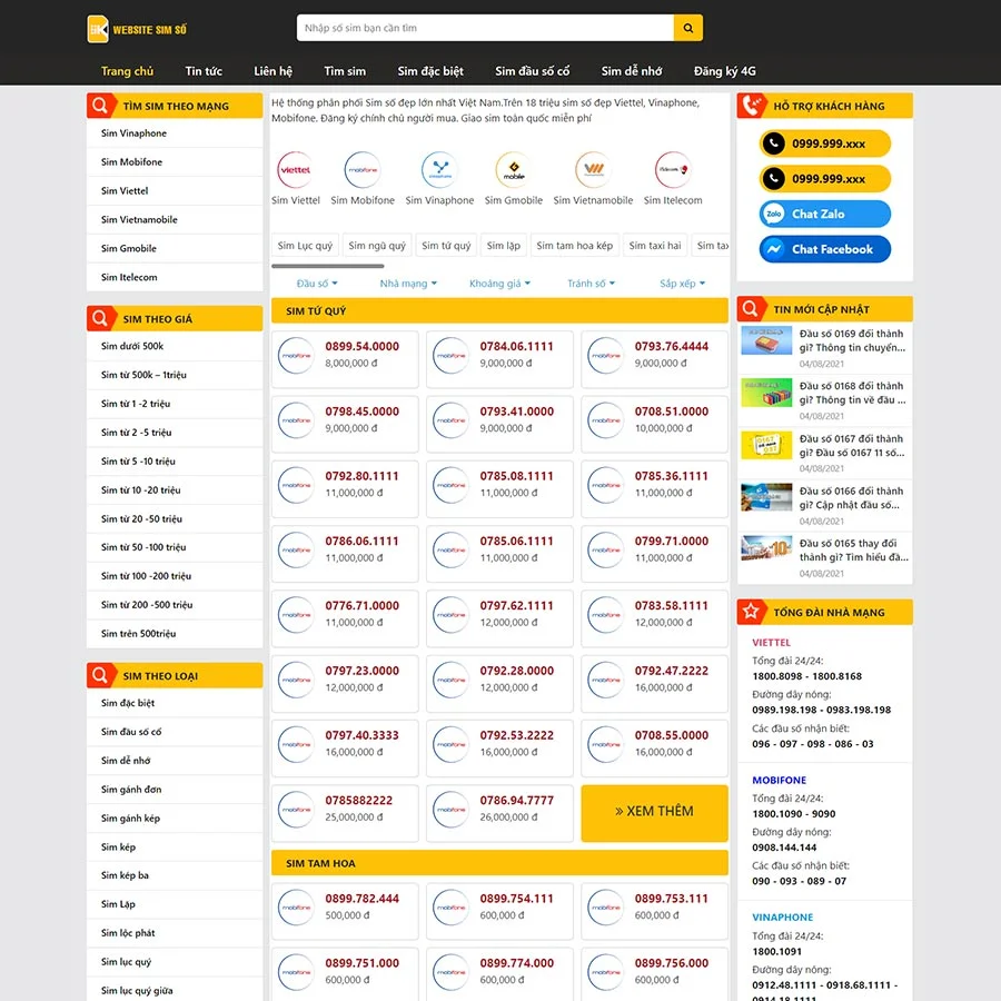 Theme WordPress bán sim số giá rẻ Theme WordPress bán sim số giá rẻ