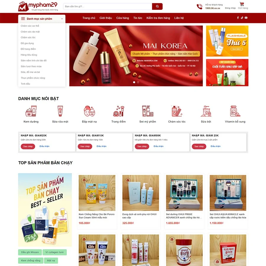 Theme WordPress mỹ phẩm 23 giá rẻ Theme WordPress mỹ phẩm 23 giá rẻ