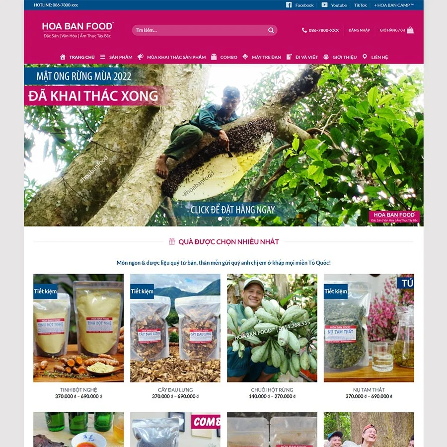 Theme WordPress bán đặc sản (Hoa Ban Food) giá rẻ Theme WordPress bán đặc sản (Hoa Ban Food) giá rẻ