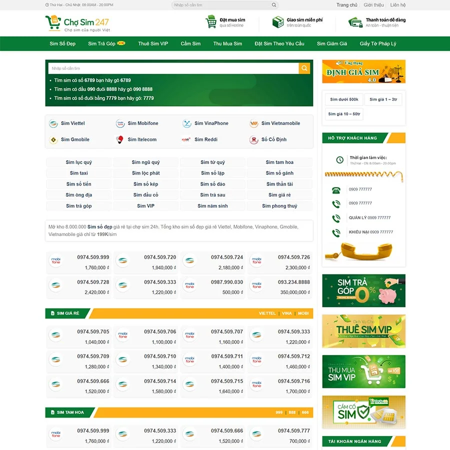 Theme WordPress bán sim số 02 giá rẻ Theme WordPress bán sim số 02 giá rẻ