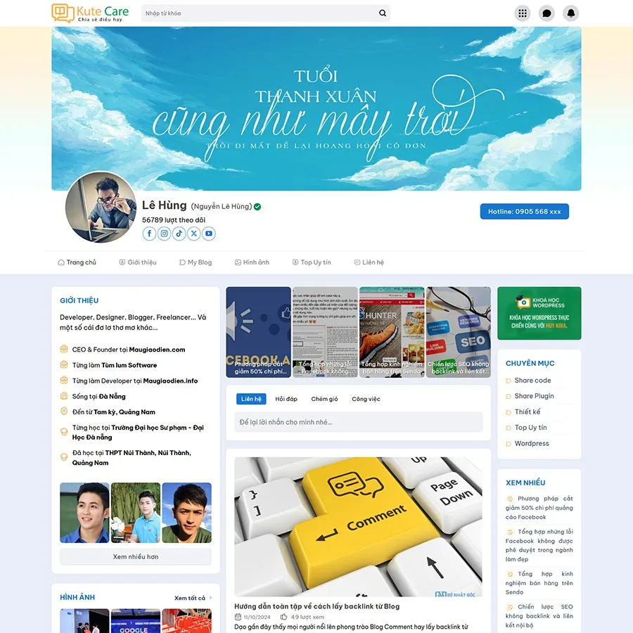 Theme WordPress blog cá nhân giống Facebook giá rẻ Theme WordPress blog cá nhân giống Facebook giá rẻ