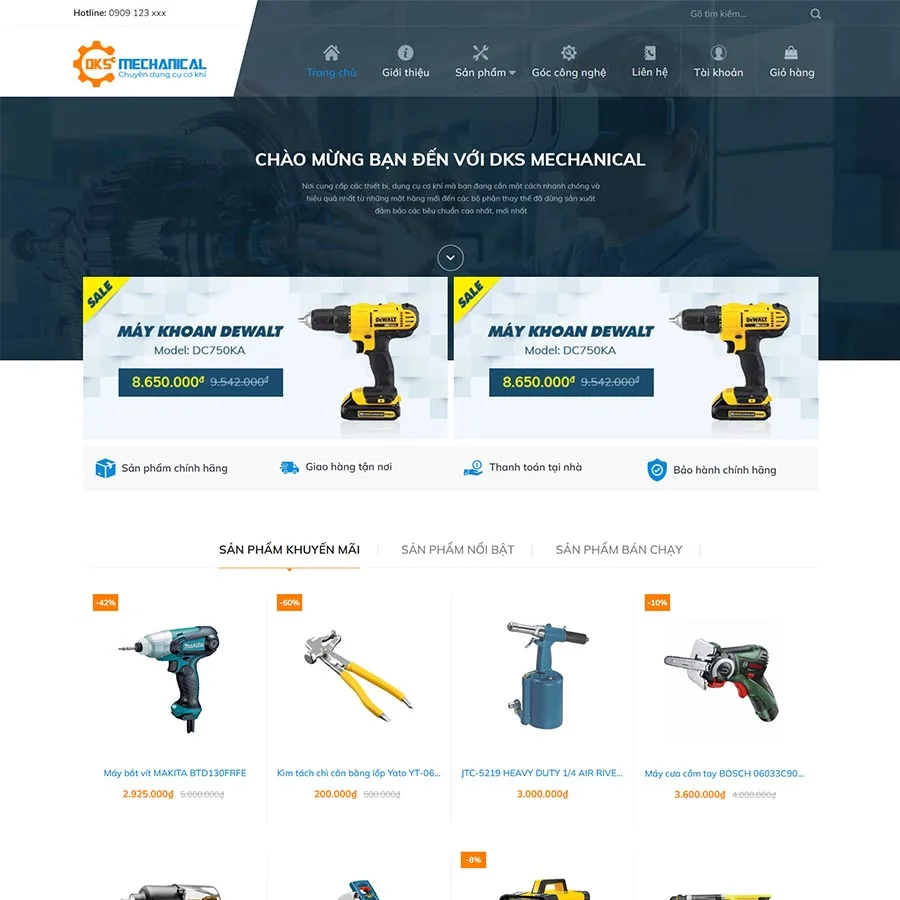 Theme WordPress bán dụng cụ cơ khí 02 giá rẻ Theme WordPress bán dụng cụ cơ khí 02 giá rẻ