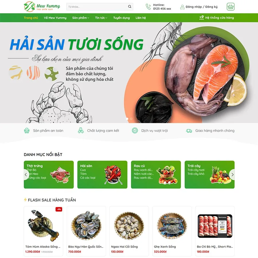 Theme WordPress bán hải sản 04