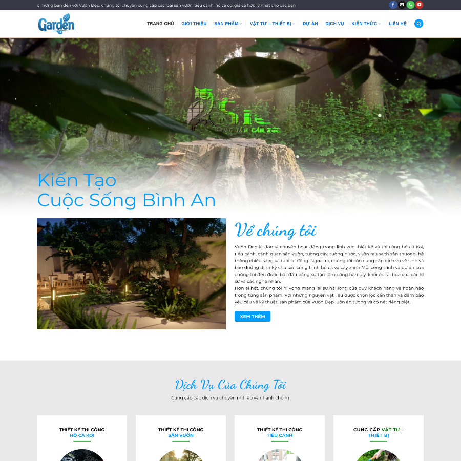 Theme WordPress thi công hồ cá Koi, Tiểu cảnh 02